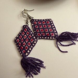 Handcrafted Purple and Red Earrings